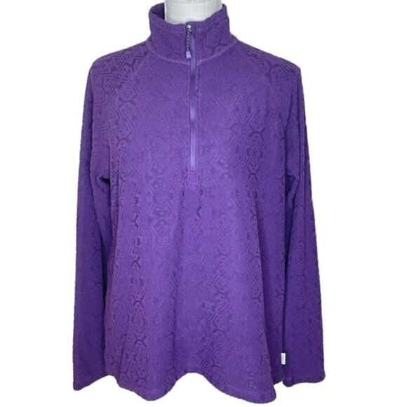 EDDIE BAUER Purple Fleece 1/4 Zip Pullover - Size Large - Picture 1 of 7